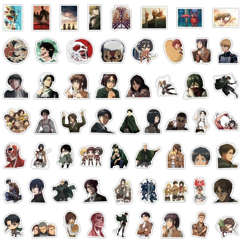 Phone Accessories Pouch - 60 autocollants anime Attack on Titan,