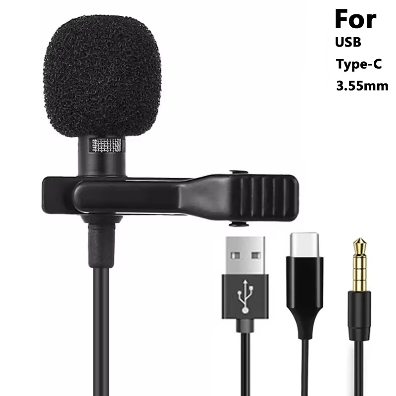 Type C Adapter - Mini Microphone Lavalier Portable 3.5mm, pour