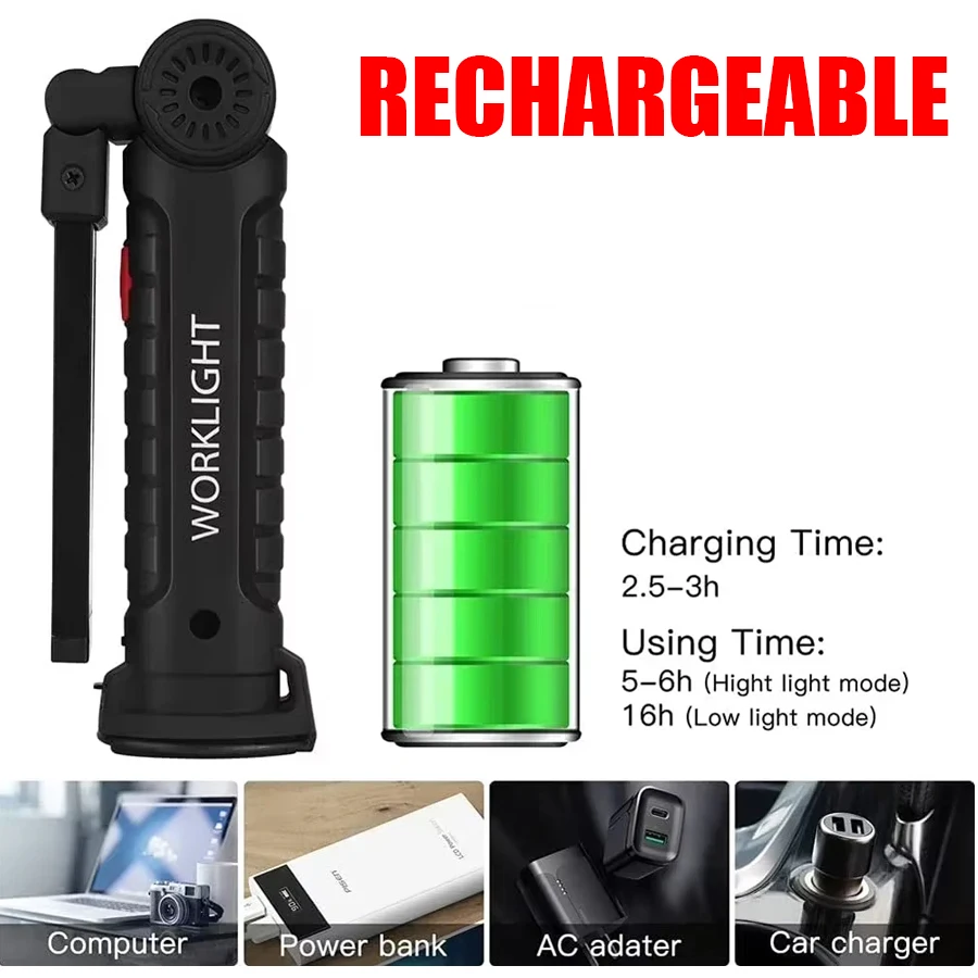 Nouvelle lampe torche LED COB  - Type C Adapter avis et prix
